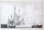Cornelis Brouwer (1731/35-1803) - [Antique print, aquatint] Ships at Hoorn (Schepen bij Hoorn), published ca. 1741-1803.