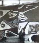 ELSKEN, ED VAN DER - Portret van Karel Appel voor zijn muurschildering, Rotterdam, 1955