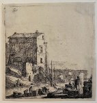 Thomas Wijck (1616/24-1677) - Antique print, etching | Oriental merchant by a river, published ca. 1650, 1 p.