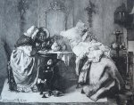 after Bakker Korff, A.H. - Etching of women enjoying "Vieux Pontac".