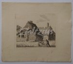 BOS, ANTHONIE VAN DEN, - Man with a wheelbarrow near a farmhouse and barn