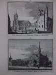 Maastricht. - De L. Vrouwe en St. Nikolaas Kerk te Maastricht/ 't Stadhuis en de St. Mathys Kerk te Maastricht, 1740.