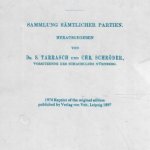 Tarrasch, Dr. S. und Schröder, Chr. - Das internationale Schachturnier des Schachclubs Nürnberg im Juli-August 1896