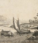 Jan van Almeloveen (ca. 1652-1683) - [Antique print, etching] Peasants working beside a river, published ca. 1670, 1 p.