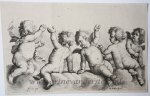 Hollar, Wenzel (1607–1677) after Avont, Pieter van (1600-1652) - [Antique print, etching] Three cherubs and two boys on clouds/Drie cherubijntjes en twee jongetjes op wolken, ca 1645.