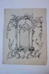 after Habermann, Franz Xaver (1721-1796) - [Antique drawing/ tekening] Designs for a Mirror with Consolle and a fireplace (ontwerpen voor spiegel met console en vuurplaats).
