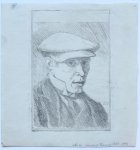 Laurent Verwey van Udenhout (1884-1913) - [Modern print, etching] Self portrait with hat (zelfportret met hoed), published before 1913.