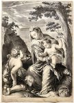 Matham, Theodor (1605-1676) after Bassano, Jacopo (1510-1592) - [Antique engraving, before 1676] The Virgin and Child with infant St. John the Baptist [Set title: Variarum imaginum a celeberrimis...], published before 1676, 1 p.