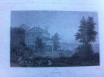 Oude 19e eeuwse staalgravure - Villa Diodati, in Cologny bij het Meer van Geneve