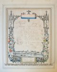  - [Kermis Brief / Fair Wish Card, 1858] Hillegonda Smit. Beemster. Hand colored decorative card with city view of Delft, dated 1858, 1 p.