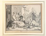 after Abraham Cornelisz. Bloemaert (1564/66-1651), Frederick Bloemaert (ca.1614-1690) - Framed antique drawing | Allegory of the month of February, ca. 1780,  1 p.