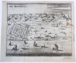 Unknown master - [Antique print, etching] Arx Brittanica/Gezicht op Brittenburg bij Katwijk, published ca. 1649.