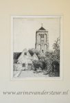 Gerrit de Jong (1905-1978) - [Modern print, etching] The Maartenskerk in Texel, published ca. 1950.
