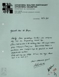 SOETHOUDT, Walter - Walter Soethoudt aan Frans de Bruyn - 31/1/68 gesigneerde, handgeschreven brief 'Hierbij twee gezellige boeken..;'
