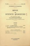 Université de Strasbourg - Revue des Sciences Religieuses. 42e Année, No. 4, Octobre 1968