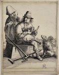 Pieter Jansz. Quast (1605/6-1647) - Antique print I Two beggars and a dog (2 bedelaars en een hond), published 1634, 1 p.