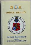 N.N. - Loeach 5757. 200 jaar emancipatie van de Joden in Nederland 1996-1997.  Kalendarium met alle aanvangs- en slottijden van sjabbat en andere bijzondere dagen alsmede andere gegevens die men in de loop van het Joodse jaar nodig heeft.