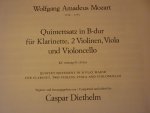 Mozart. W.A. (1756 – 1791) - Quintettsatz in B-dur; KV Anhang 91 (516c);  fur Klarinette, 2 Violinen, Viola und Violoncello (Casper Diethelm)