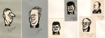 (KNIPKUNST) - 37 karikaturen van buitenlandse politici, met de schaar geknipt uit zwart papier en op witte of grijze kaarten geplakt. Ca. 1960-1965.