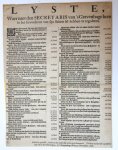  - Pamphlet: Lyste, waer naer den Secretaris van ‘s Gravenhage hem in het Invorderen van sijn Salaris sal hebben te reguleren.