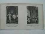 antique print (prent) - Tyrrel ordering the two young princes to be burned. Richard Duke of Gloster accusing Jane Shore.
