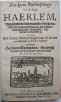 Jan Adiaensz. Leegh-water - Een korte Beschrijvinghe Van de Stadt Haerlem [..] midsgaders  een kleyn Chronijckjen [..]