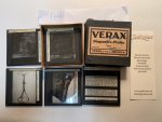  - Verax Diapositiv Spezial Extra-Hart: collection of 6 glass slides concerning Assyric ornaments/hieroglyphs in original box.