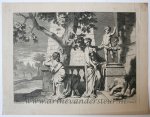 Johannes Glauber (1646-1665), after Gerard de Lairesse (1641-1711), published by Leonard Schenk (?) (1696-1767) - [Antique print, etching/ets] Christ breaks a statue, published 1650-1750.