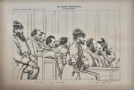 Braakensiek, Johan (1858-1940) - [Original lithograph/lithografie by Johan Braakensiek] De valsche Bankbiljetten (De beschuldigden), 10 Juni 1894, 1 pp.