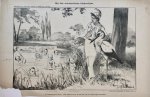 Braakensiek, Johan (1858-1940) - [Original lithograph/lithografie by Johan Braakensiek] Bij den ministeriëelen kindervijver, 11 Juli 1897, 1 pp.