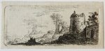 Legros, Salvator (1754-1834) - Original etching/ets: Landscape with ruined buildings/Landschap met ruines.