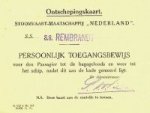 SMN - Ontschepingskaart SMN ss Rembrandt Persoonlijk Toegangsbewijs