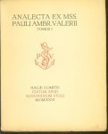 Valerius, Paulus Ambrosius - Analecta ex mss. Pauli Ambrosii Valerii ad usum amicorum ejus qui a septemtrione habitant