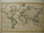 World map. - Carte Réduite des Terres et des Mers du Globe Terrestre.