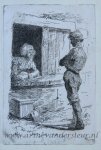 Kornelis Jzn de Wijs (1832-1896) - [Antique print, etching] Talking through the window, published 1854, 1 p.