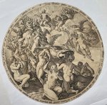 Goltzius, Hendrick (1558-1617) after Straet, Johannes van (1523-1605) - [Antique engraving ca 1617] The assumption of the blessed into Heaven (set title: The Four Last Things), published ca 1617, H. Goltzius, 1 p.