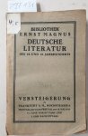 Joseph Baer & Co., Frankfurt/M.: - Antiquariats-Katalog Joseph Baer, Katalog Bibliothek Ernst Magnus : Deutsche Literatur des 18. und 19. Jahrhunderts, Versteigerung zu Frankfurt a. M., 14. bis18. Mai 1923