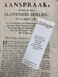  - Aanspraak, Gedaan op den Cloveniers Doelen, den 14 Augustus 1748. Tot Vermaning van Onderwerping, die wy aan onze Hooge Overigheid verschuldigt zyn (...)