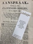  - Aanspraak, Gedaan op den Cloveniers Doelen, den 14 Augustus 1748. Tot Vermaning van Onderwerping, die wy aan onze Hooge Overigheid verschuldigt zyn (...)