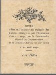 Expo 1930 - Diner offert en l'honneur des d l gu s des nations  trang res pr s l'exposition d'Anvers, 1930, par le commissaire g n ral du gouvernement et la comtesse Adrien van der Burch, le 24 avril 1930: les h tes