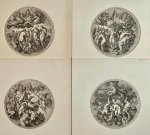 Hendrick Goltzius (1558-1617) after Johannes van Straet (1523-1605) - 4 antique prints, engravings, ca. 1577 | The Four Last Things (set title)/ Het Laatste Oordeel, published ca. 1577, H. Goltzius, 4 pp.