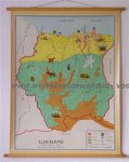 Bakker, W. en Rusch, H. - Schoolkaart / wandkaart van Suriname