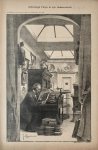 Braakensiek, Johan (1858-1940) - [Original lithograph/lithografie by Johan Braakensiek] Alberdingk Thijm in zijn studeervertrek, 24 Maart 1889, 1 pp.