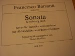 Barsanti; Francesco (1690 - 1772) - Sonata No. 3 G Minor for Treble Recorder and B.C. (Edited / herausgegeben von Nancy Hadden)