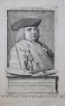 Cornelis van Noorde (1731-1795) after Tako Hajo Jelgersma (1702-1795) - Antique print, etching and engraving | Portrait of painter Frans Decker, published 1756, 1 p.