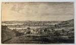 Ruyscher, Jan (c. 1625-1674) reworked by Waterloo, Anthonie (1609-1690). - Antique etching mid 17th century | Hamlet in a valley. View from the Cunera tower at Rhenen, 1 p.