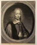 Abraham Blooteling (1640-1690), after Caspar Netscher (c.1635/9-1684) - Antique portrait print, engraving | Constantijn Huygens, published ca. 1658, 1 p.