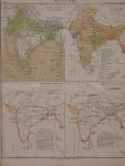 antique map (kaart). - Britsch Indie (British India).