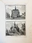 Spilman, Hendricus (1721-1784) after Haen, Abraham de (1707-1748)Spilman, Hendricus (1721-1784) after Beijer, Jan de (1703-1780) - [Antique print] 't Huis Oud Alkemade, van voren. / 't Huis Oud Alkemade, van agteren, 1730.