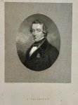 Steelink, J.W. naar Hamburger. - Antique portrait print lithography | Portrait of author Jacob van Lennep (1802-1868) made by Steelink after Hamburger, 1 p.